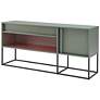Yazda 60"W Sage Green 1-Drawer TV Stand w/ USB and LED Light