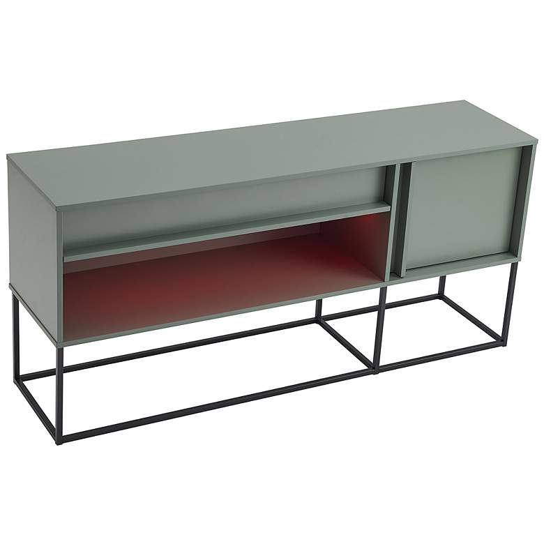 Image 6 Yazda 60"W Sage Green 1-Drawer TV Stand w/ USB and LED Light more views