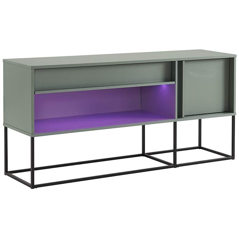 Image 7 Yazda 60 inchW Sage Green 1-Drawer TV Stand w/ USB and LED Light more views