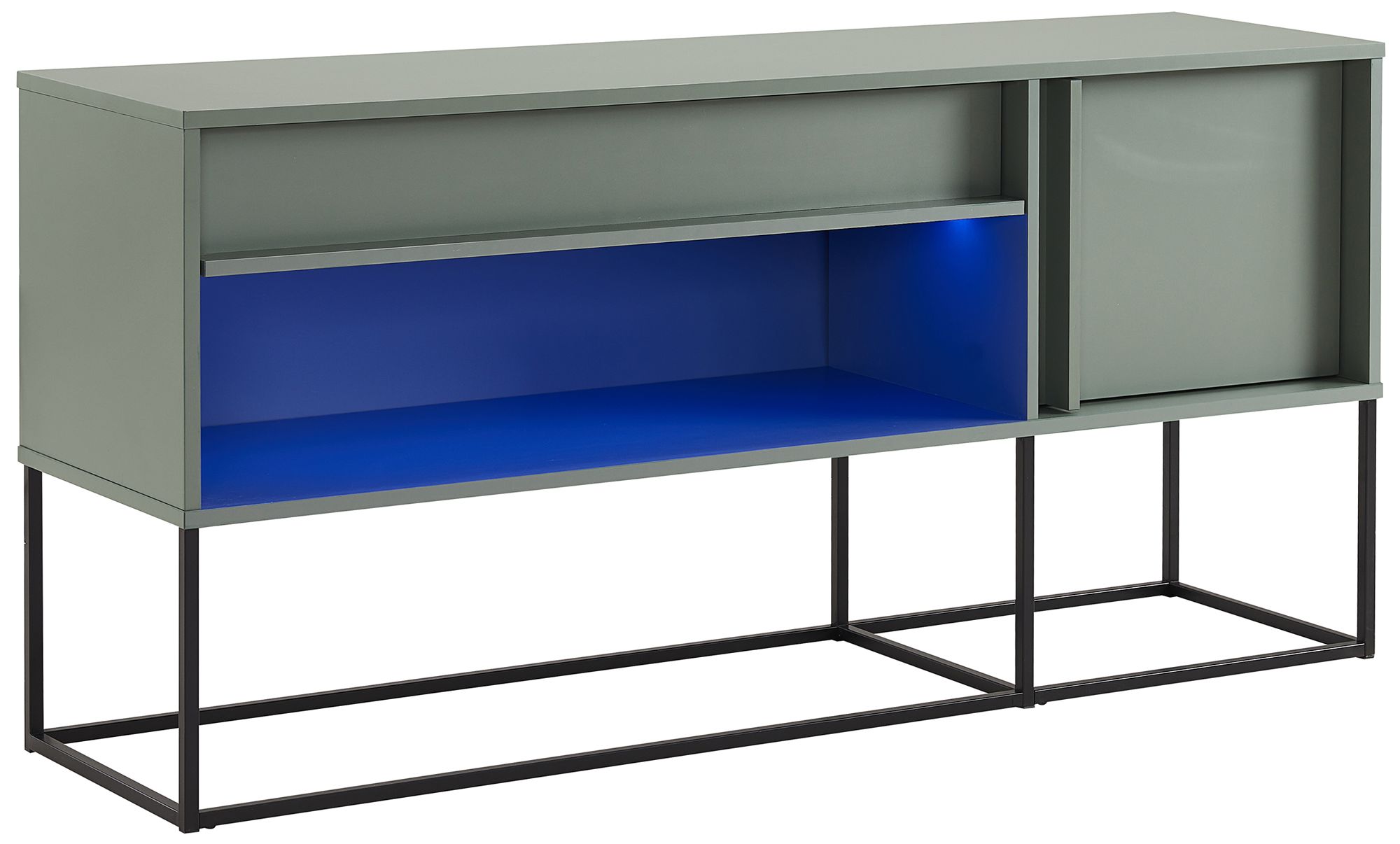 Yazda 60"W Sage Green 1-Drawer TV Stand w/ USB and LED Light