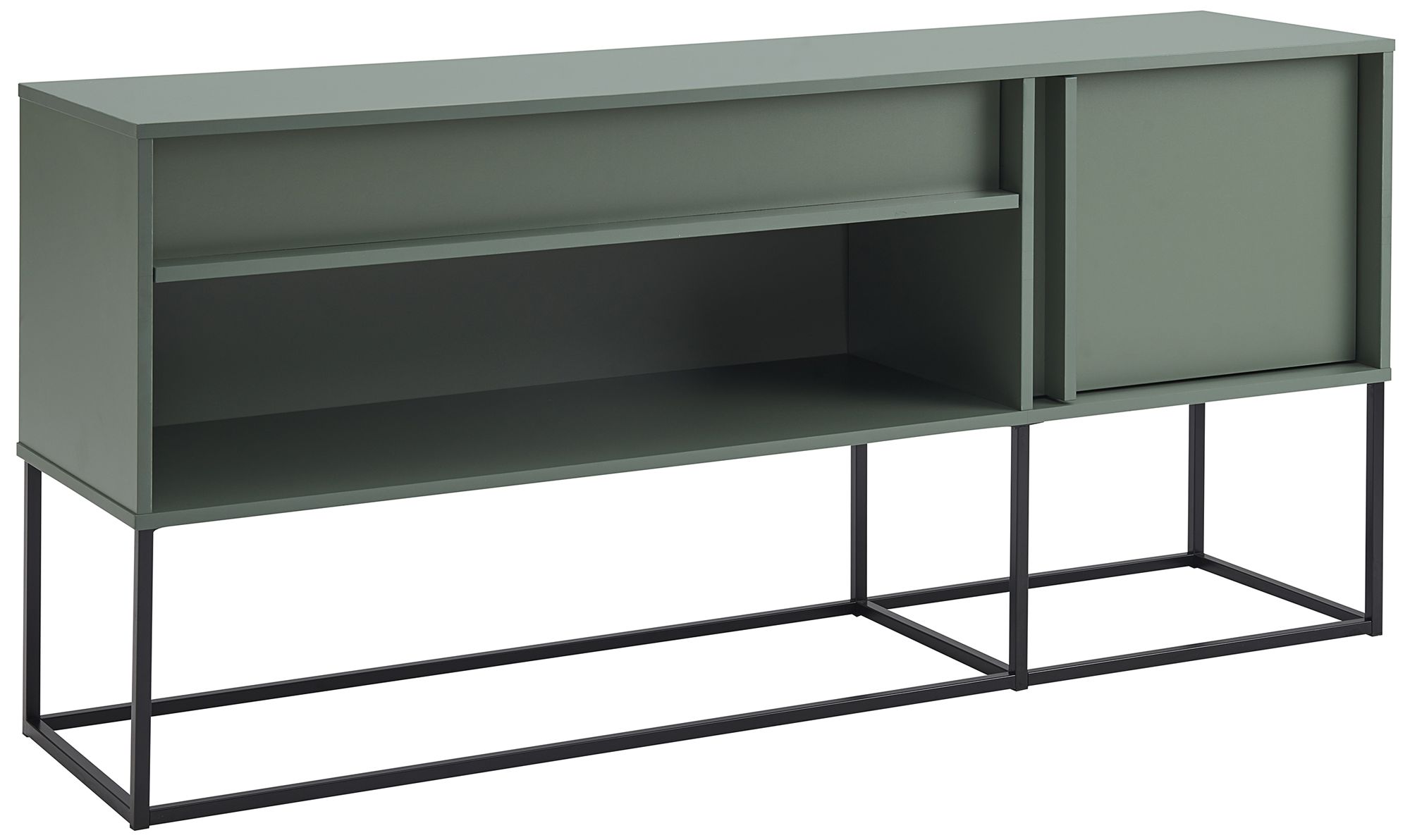 Yazda 60"W Sage Green 1-Drawer TV Stand w/ USB and LED Light