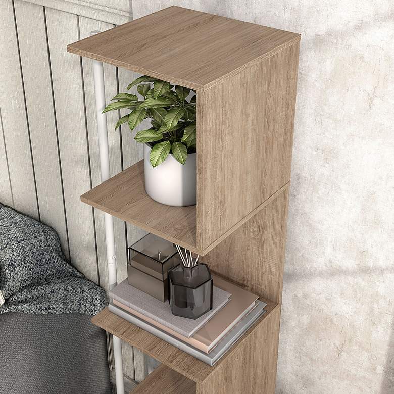 Image 3 Yaztra 11 3/4" Wide Natural Wood 5-Shelf Corner Bookcase more views