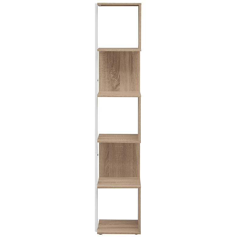 Image 6 Yaztra 11 3/4 inch Wide Natural Wood 5-Shelf Corner Bookcase more views