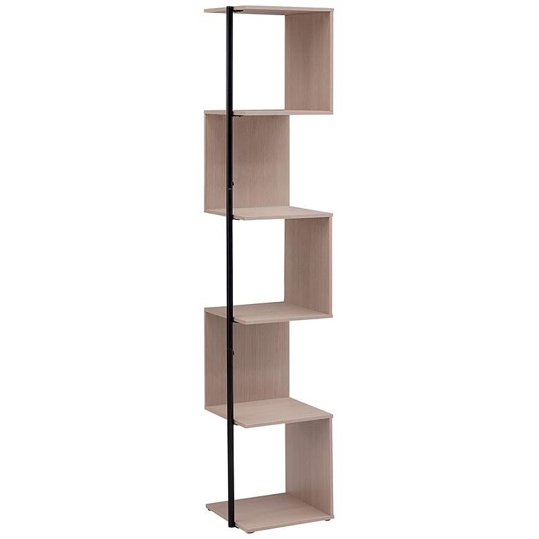 Image 2 Yaztra 12" Wide Blush Pink and Black 5-Shelf Corner Bookcase