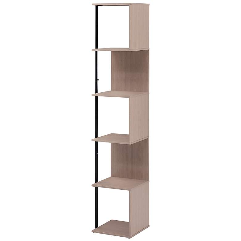 Image 4 Yaztra 12" Wide Blush Pink and Black 5-Shelf Corner Bookcase more views