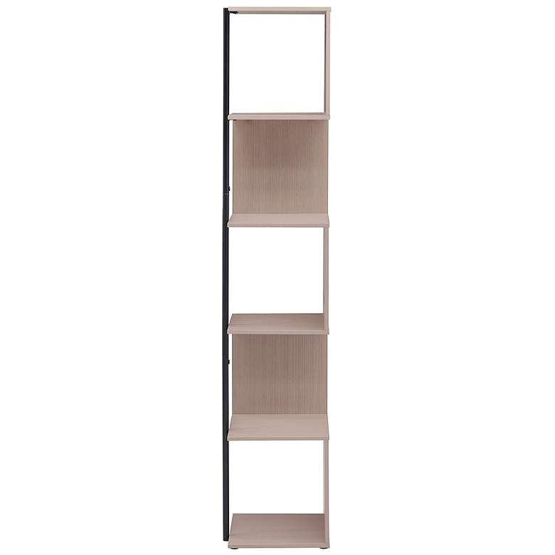 Image 5 Yaztra 12" Wide Blush Pink and Black 5-Shelf Corner Bookcase more views