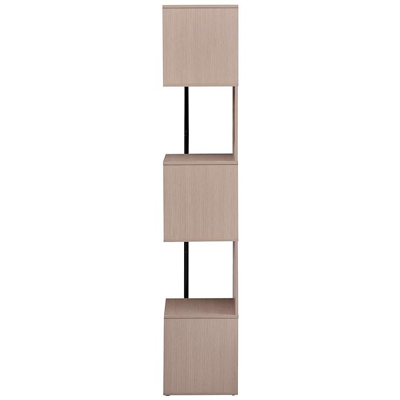 Image 6 Yaztra 12" Wide Blush Pink and Black 5-Shelf Corner Bookcase more views