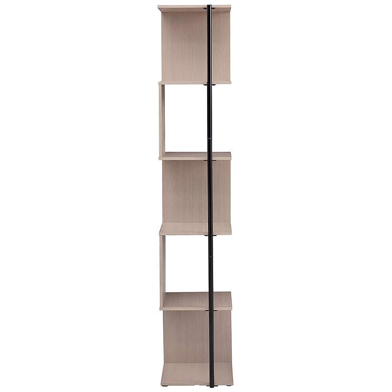 Image 7 Yaztra 12" Wide Blush Pink and Black 5-Shelf Corner Bookcase more views