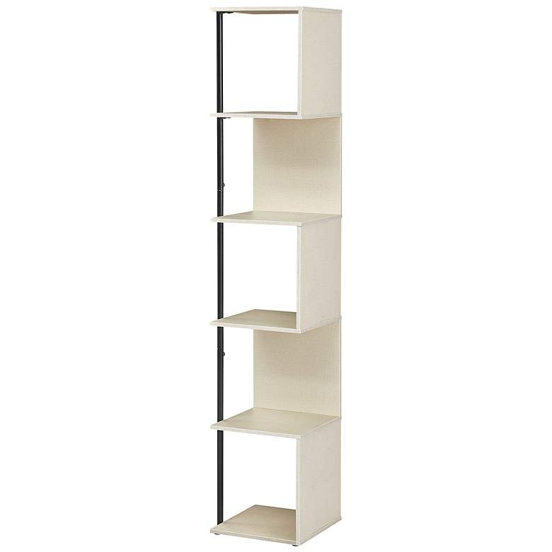 Image 4 Yaztra 12" Wide Cream Weave 5-Shelf Corner Bookcase more views