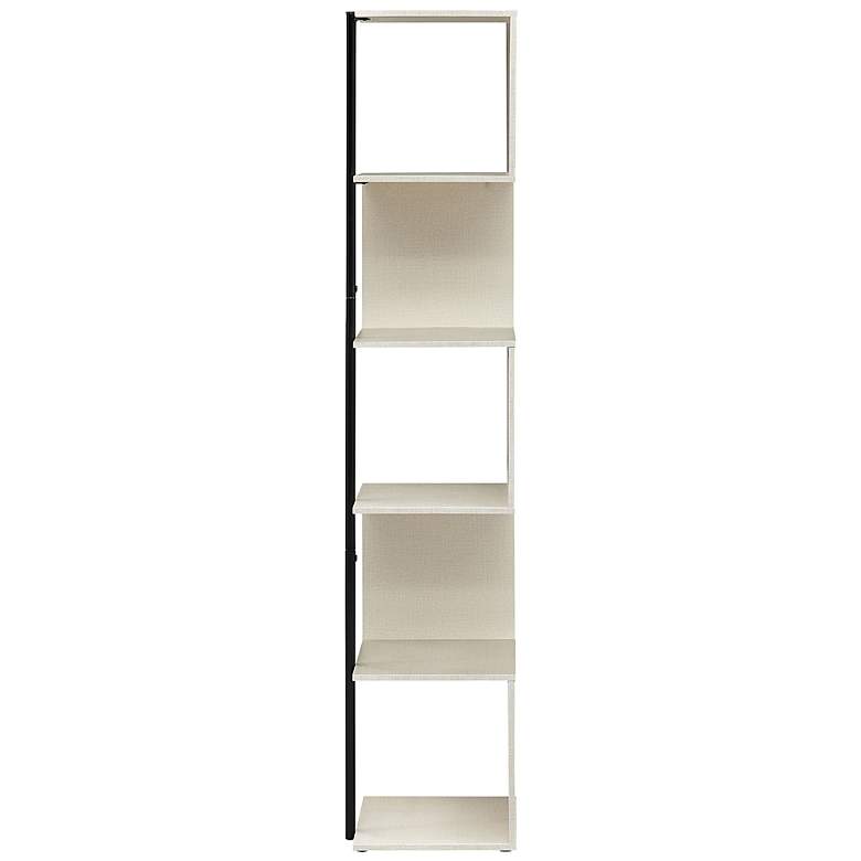Image 5 Yaztra 12" Wide Cream Weave 5-Shelf Corner Bookcase more views