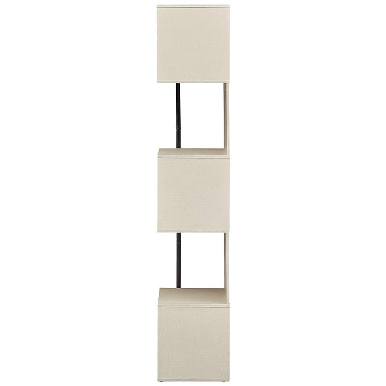 Image 6 Yaztra 12" Wide Cream Weave 5-Shelf Corner Bookcase more views