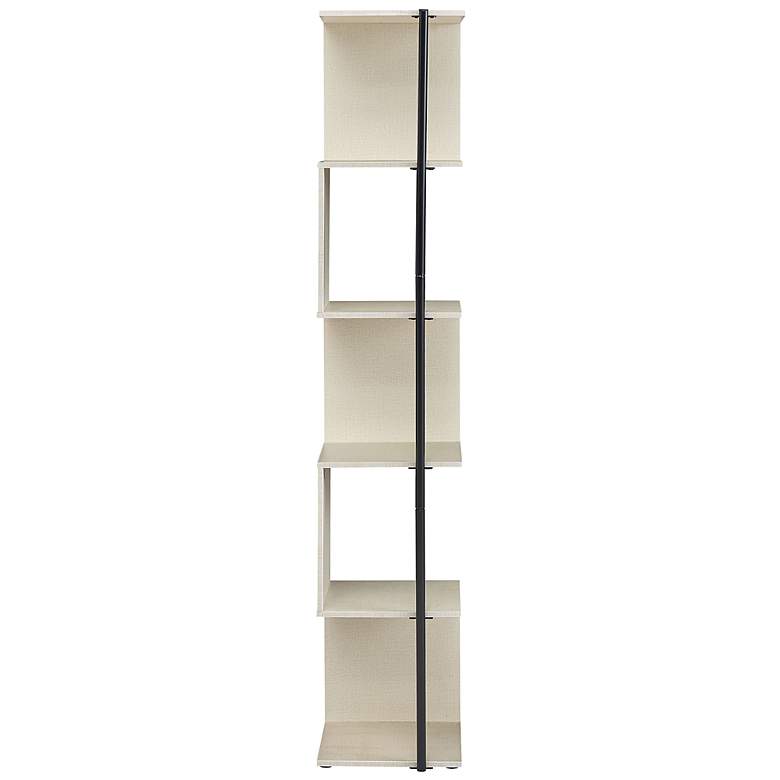 Image 7 Yaztra 12" Wide Cream Weave 5-Shelf Corner Bookcase more views