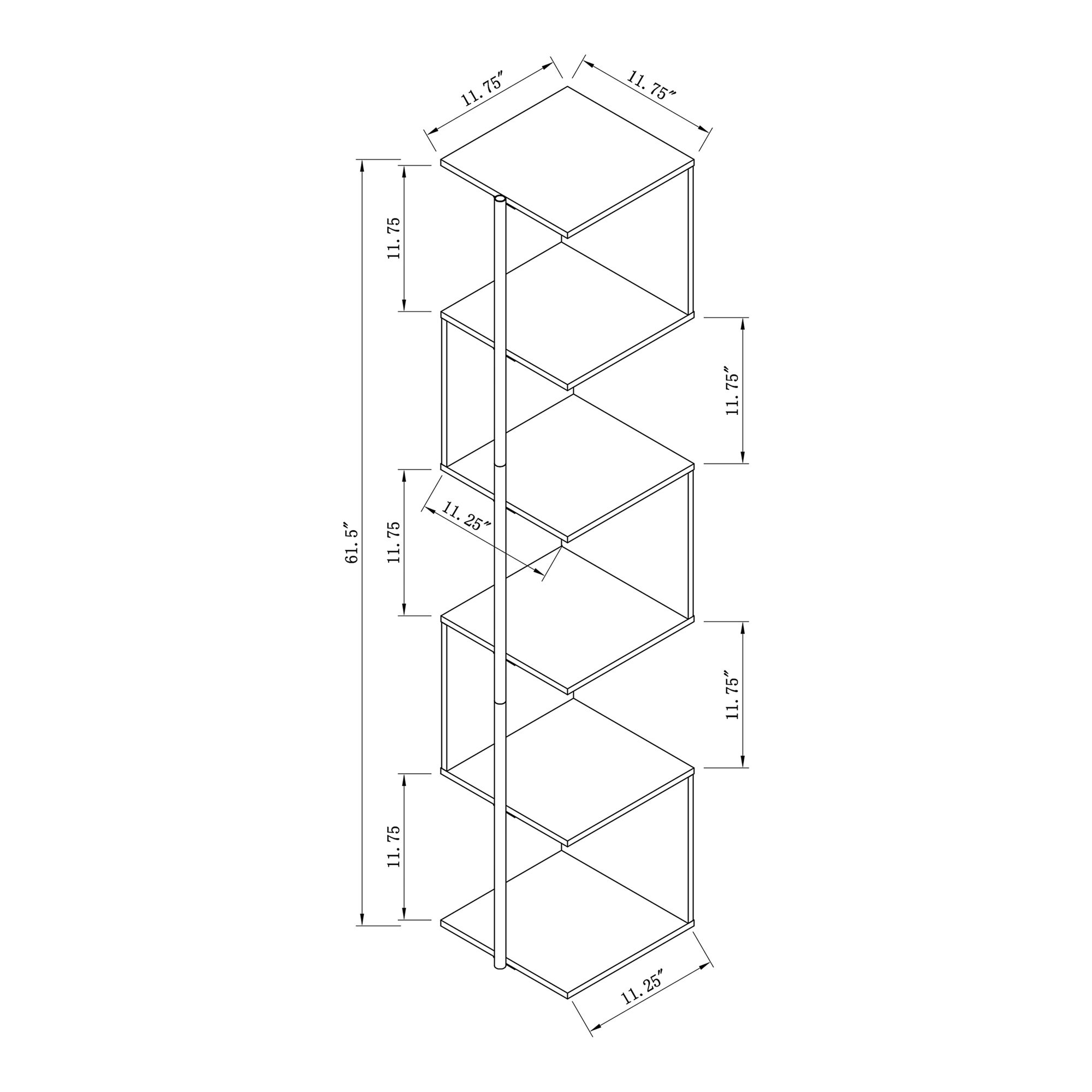 Yaztra 12" Wide Cream Weave 5-Shelf Corner Bookcase