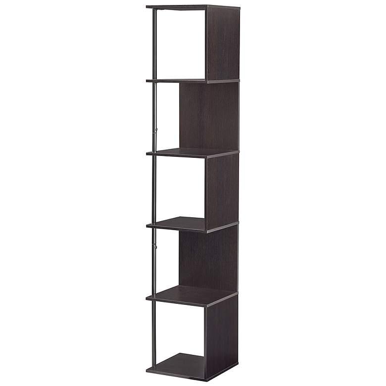 Image 4 Yaztra 12" Wide Red Cocoa and Black 5-Shelf Corner Bookcase more views