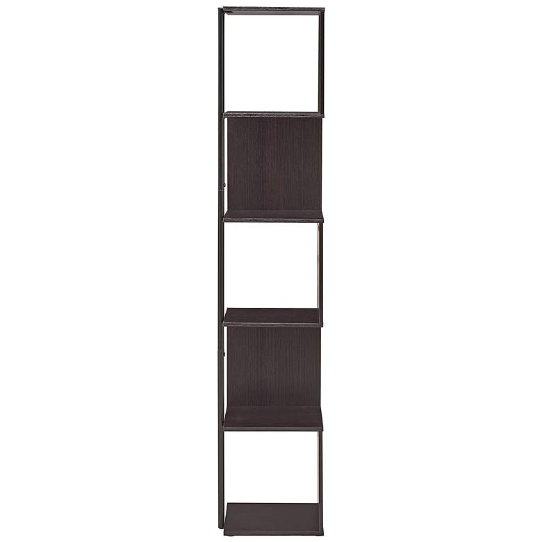 Image 5 Yaztra 12" Wide Red Cocoa and Black 5-Shelf Corner Bookcase more views