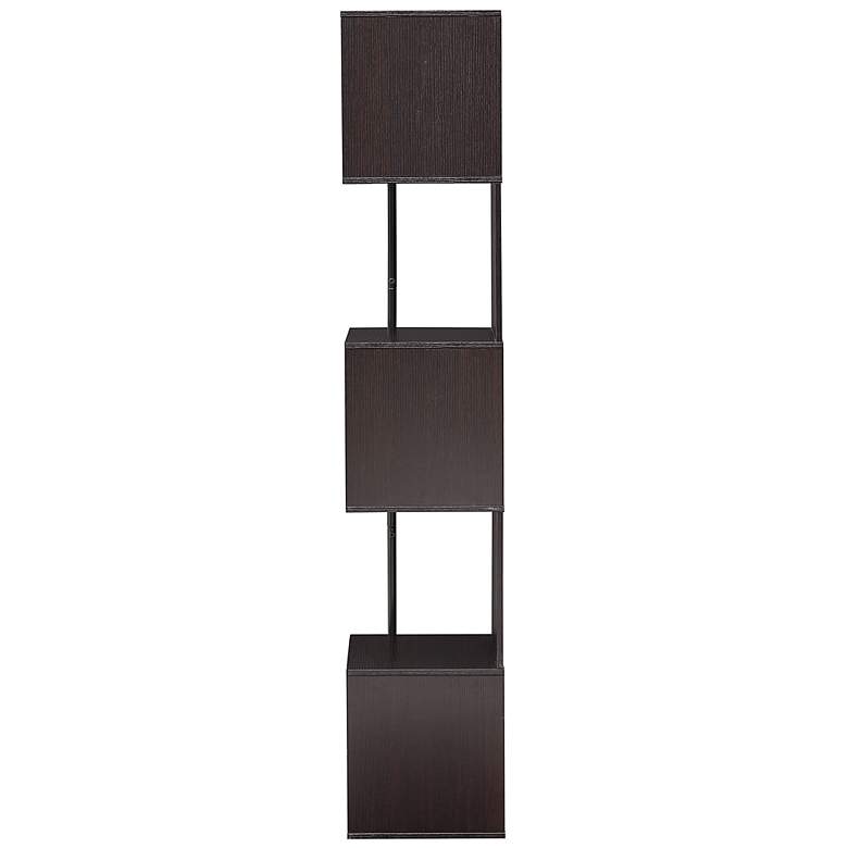 Image 6 Yaztra 12" Wide Red Cocoa and Black 5-Shelf Corner Bookcase more views