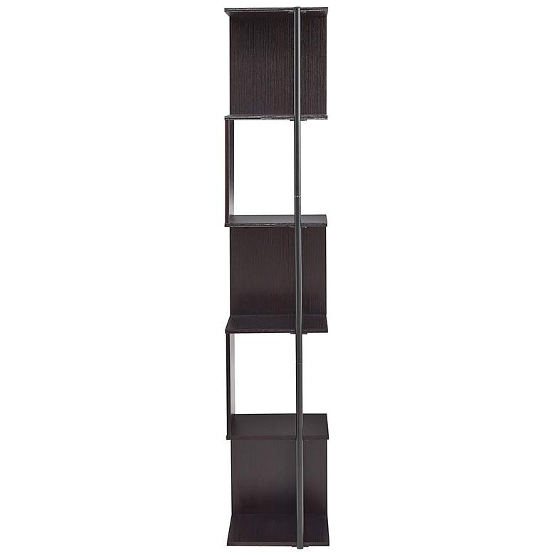Image 7 Yaztra 12" Wide Red Cocoa and Black 5-Shelf Corner Bookcase more views