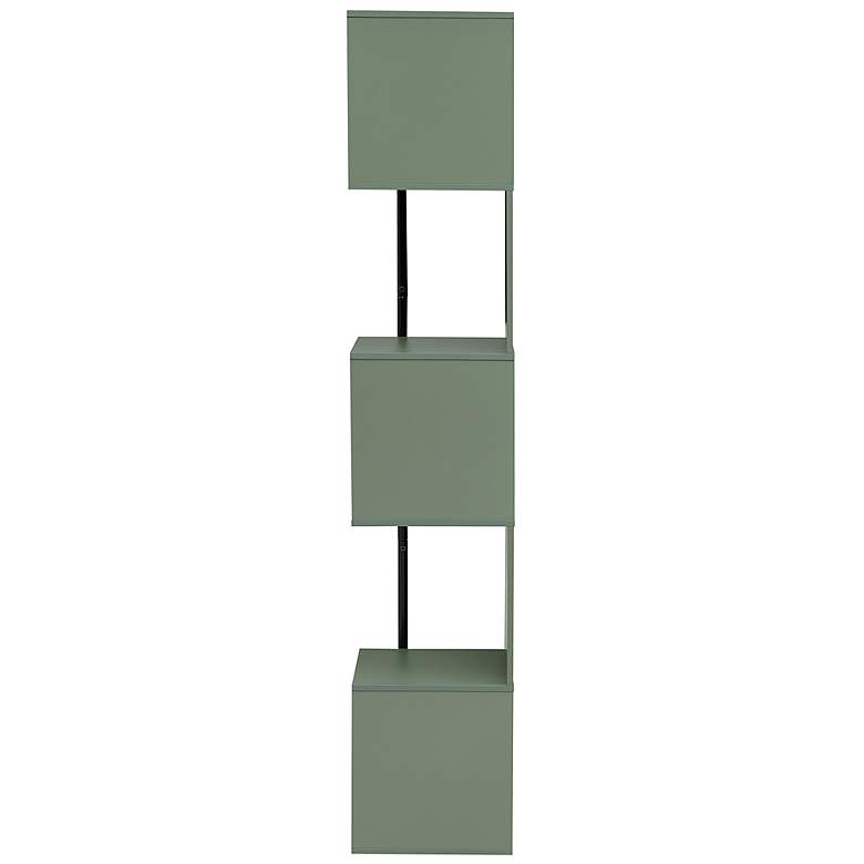 Image 6 Yaztra 12" Wide Sage Green and Black 5-Shelf Corner Bookcase more views