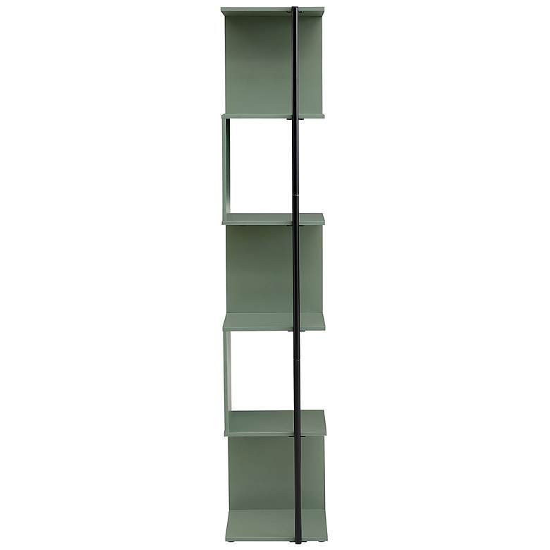 Image 7 Yaztra 12" Wide Sage Green and Black 5-Shelf Corner Bookcase more views