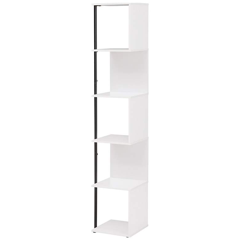 Image 4 Yaztra 12" Wide White and Black 5-Shelf Corner Bookcase more views