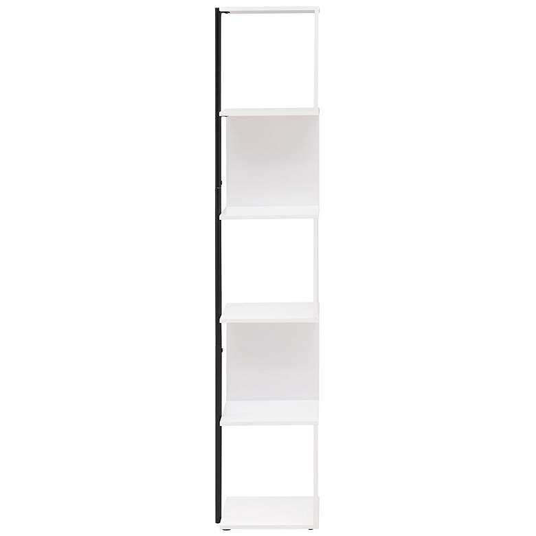 Image 5 Yaztra 12" Wide White and Black 5-Shelf Corner Bookcase more views