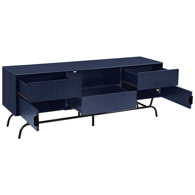 Image 7 Yaztra 60 inch Wide Blue Wood 3-Drawer TV Stand more views