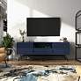 Yaztra 60" Wide Blue Wood 3-Drawer TV Stand
