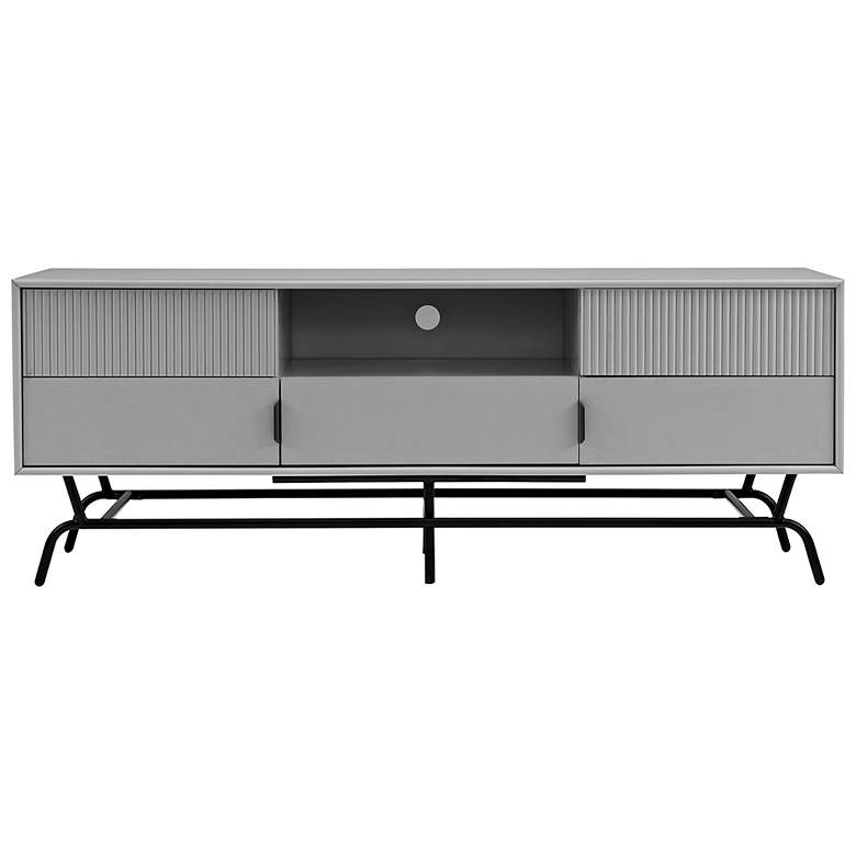 Image 6 Yaztra 60" Wide Gray Wood 3-Drawer TV Stand more views