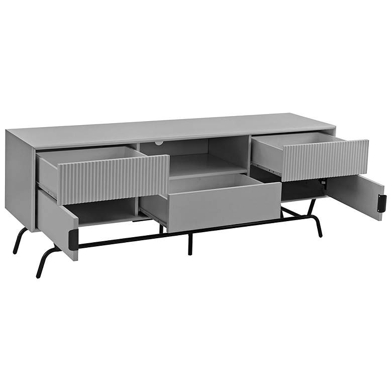 Image 7 Yaztra 60" Wide Gray Wood 3-Drawer TV Stand more views