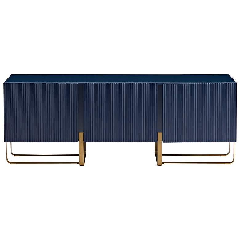 Image 6 Yaztra 60" Wide Indigo Wood 3-Door TV Stand more views