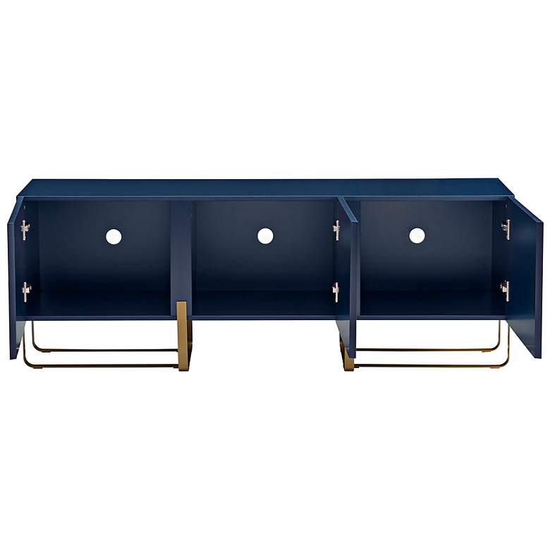 Image 7 Yaztra 60" Wide Indigo Wood 3-Door TV Stand more views