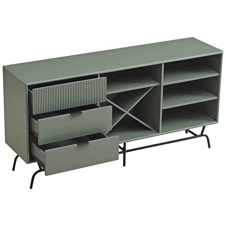 Image 5 Yaztra 60" Wide Sage Green Wood 3-Drawer TV Stand more views