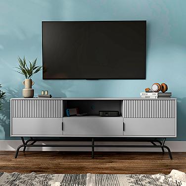 Yaztra 60" Wide Gray Wood 3-Drawer TV Stand