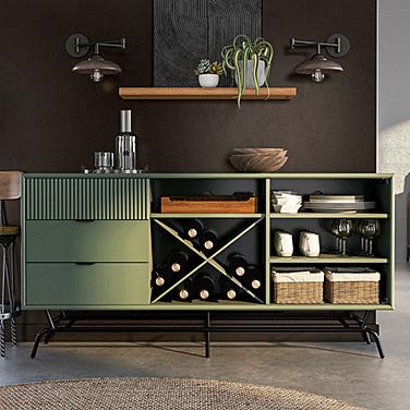 Yaztra 60" Wide Sage Green Wood 3-Drawer TV Stand