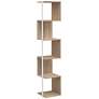 2_Yaztra 61 1/4" High Modern Natural Wood 5-Shelf Corner Bookcase