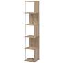5_Yaztra 61 1/4" High Modern Natural Wood 5-Shelf Corner Bookcase more views