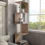 Yaztra 61 1/4" High Modern Natural Wood 5-Shelf Corner Bookcase