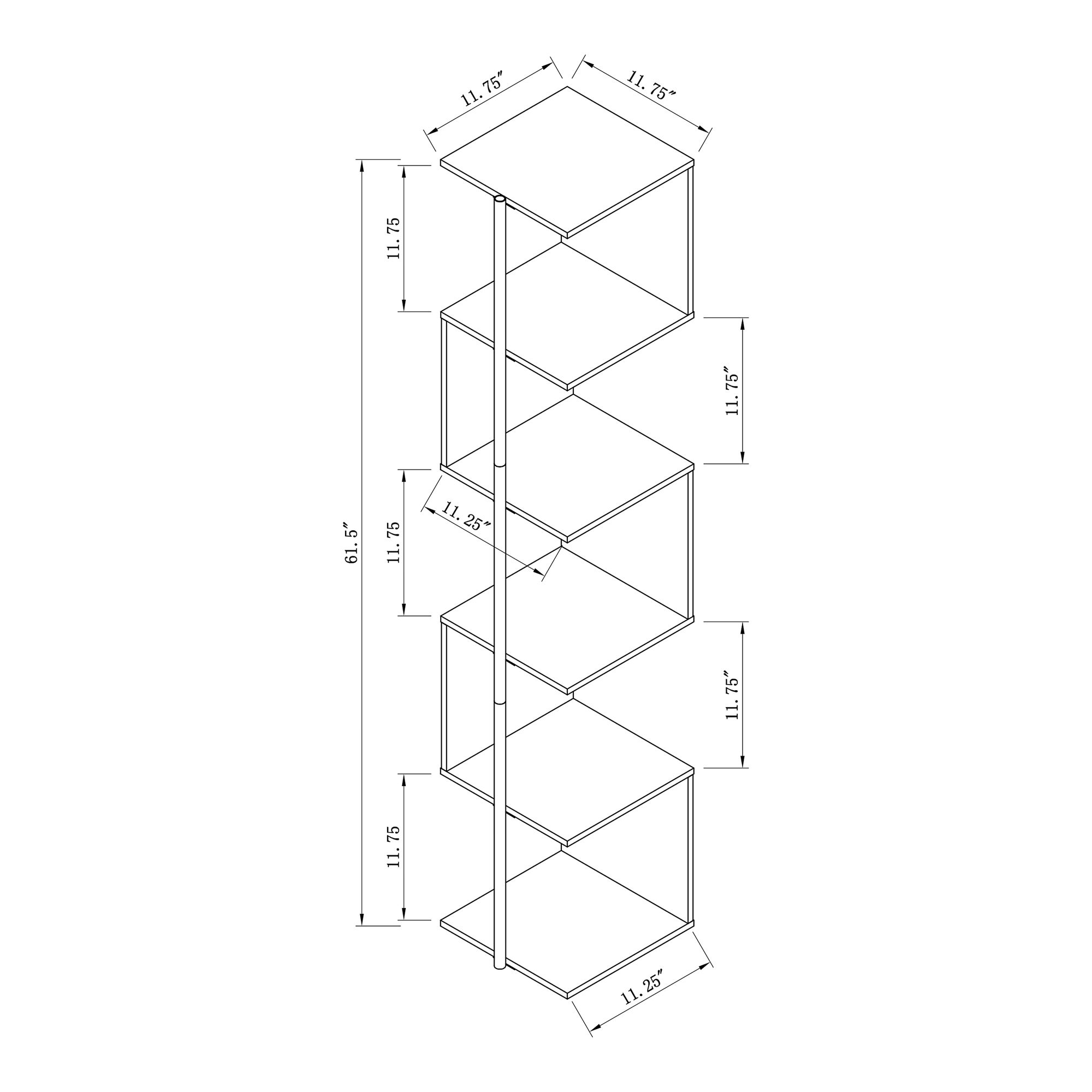 Yaztra 61 1/4" High Modern Natural Wood 5-Shelf Corner Bookcase