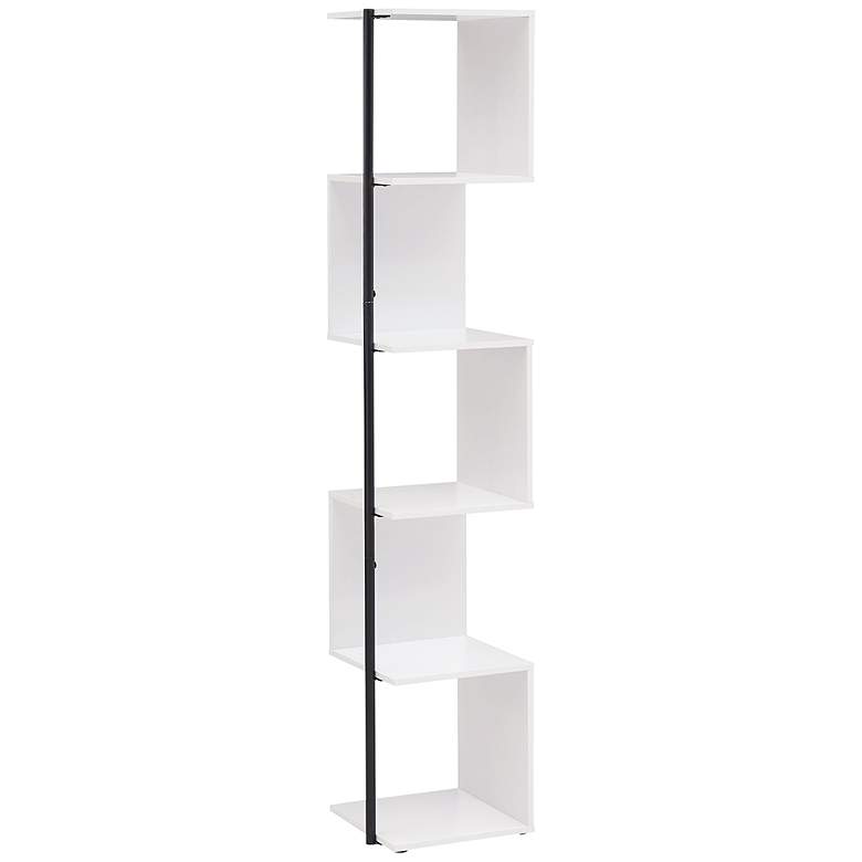 Image 2 Yaztra 63 1/4" High Modern Black and White 5-Shelf Corner Bookcase