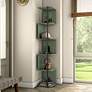 1_Yaztra 63 1/4" High Sage Green and Black 5-Shelf Corner Bookcase