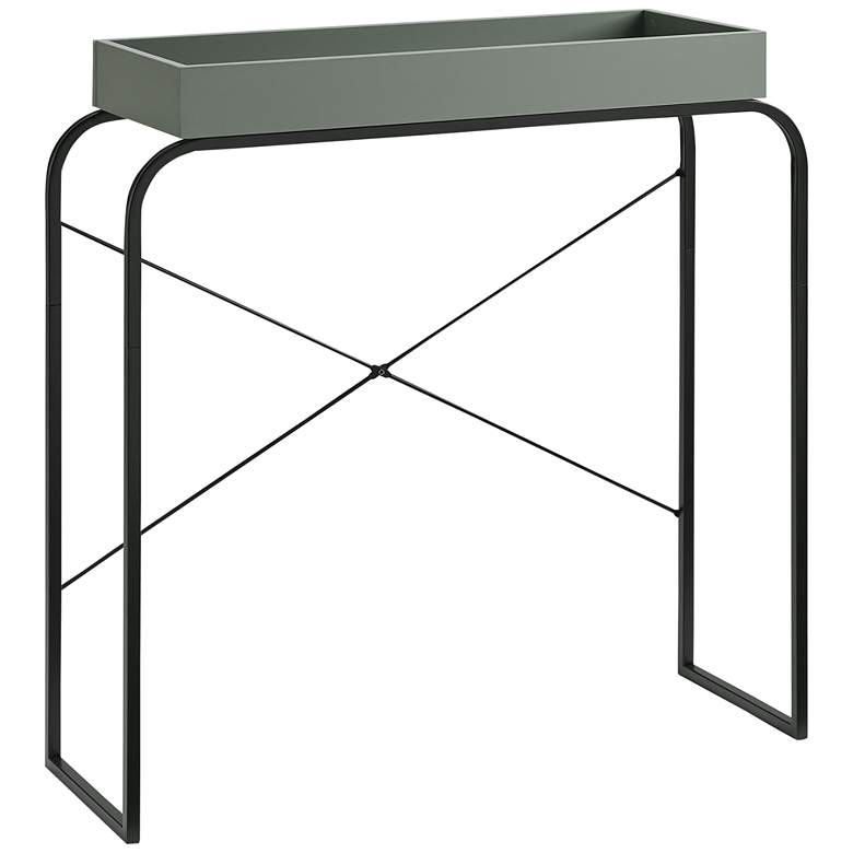 Image 1 Yazzy 33 1/4" Wide age Green Black U-Shaped Console Table
