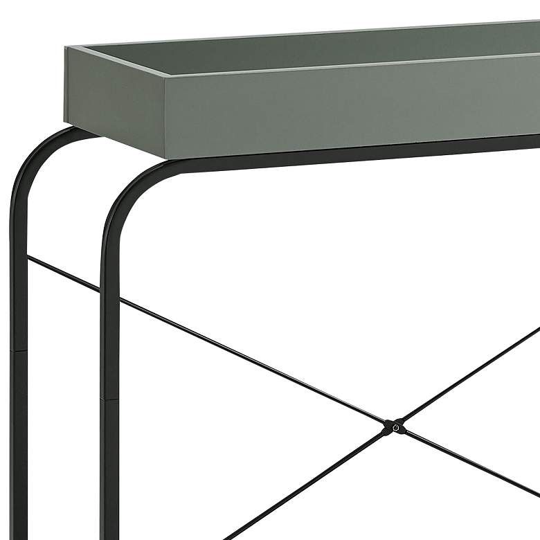 Image 2 Yazzy 33 1/4" Wide age Green Black U-Shaped Console Table more views