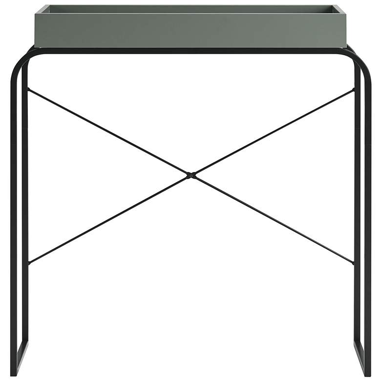 Image 3 Yazzy 33 1/4 inch Wide age Green Black U-Shaped Console Table more views