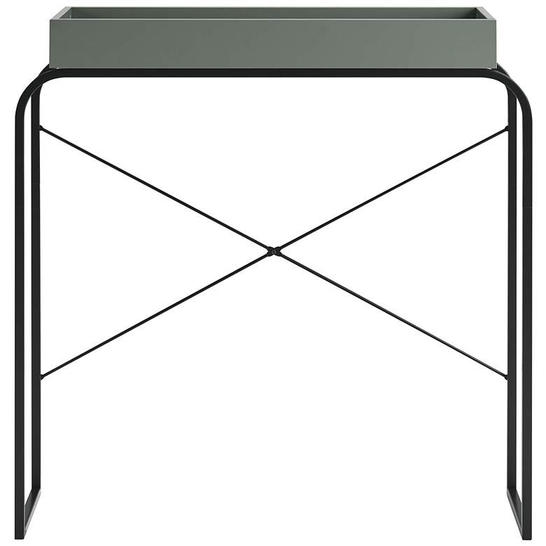 Image 3 Yazzy 33 1/4" Wide age Green Black U-Shaped Console Table more views