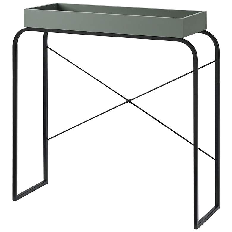 Image 5 Yazzy 33 1/4" Wide age Green Black U-Shaped Console Table more views
