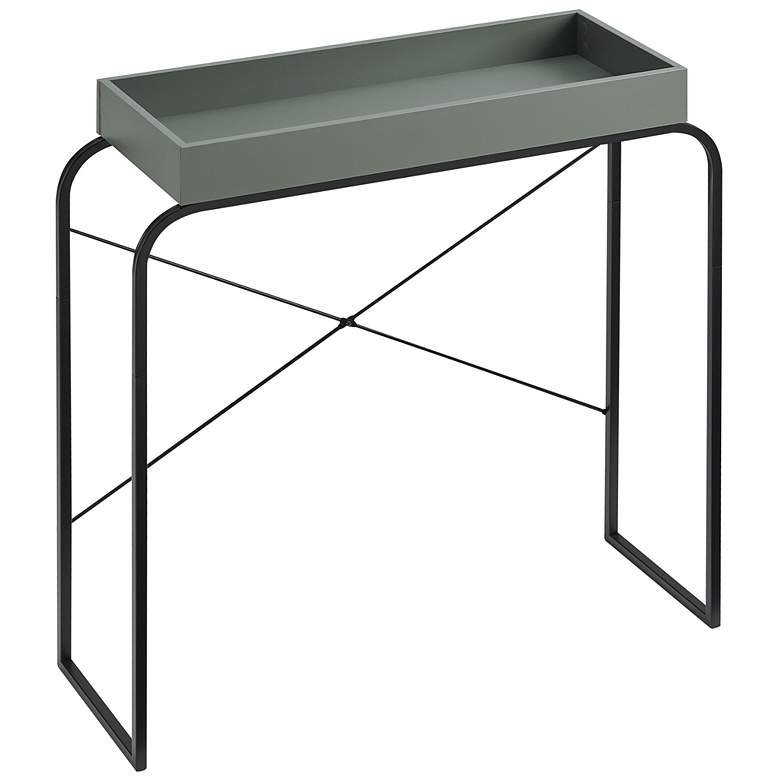 Image 6 Yazzy 33 1/4 inch Wide age Green Black U-Shaped Console Table more views