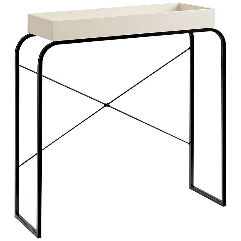 Image 1 Yazzy 33 1/4" Wide Cream Weave Black U-Shaped Console Table