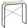 Yazzy 33 1/4" Wide Cream Weave Black U-Shaped Console Table