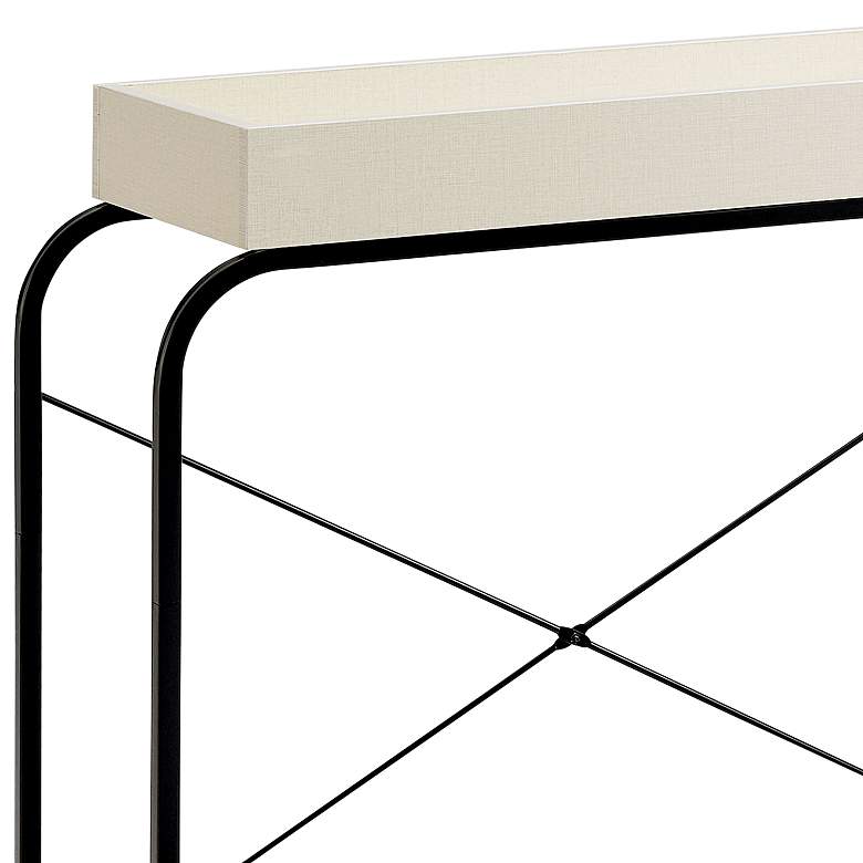 Image 2 Yazzy 33 1/4 inch Wide Cream Weave Black U-Shaped Console Table more views