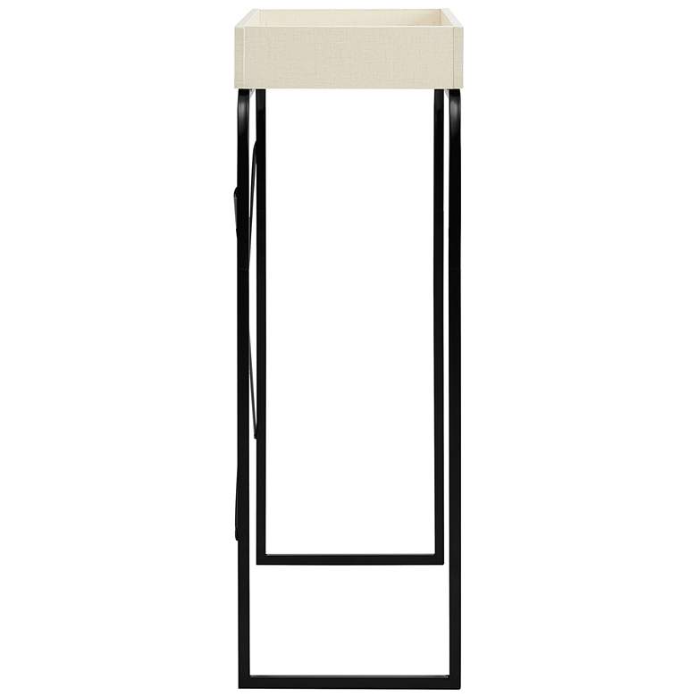 Image 4 Yazzy 33 1/4" Wide Cream Weave Black U-Shaped Console Table more views
